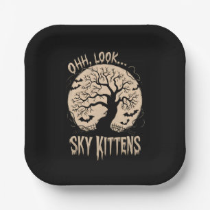 Assiettes En Carton Oh Regardez Les Chats Du Ciel Halloween Drôles Amo