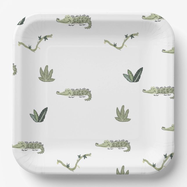 Assiettes En Carton Oh Snap Anniversaire Crocodile du Marais (Recto)