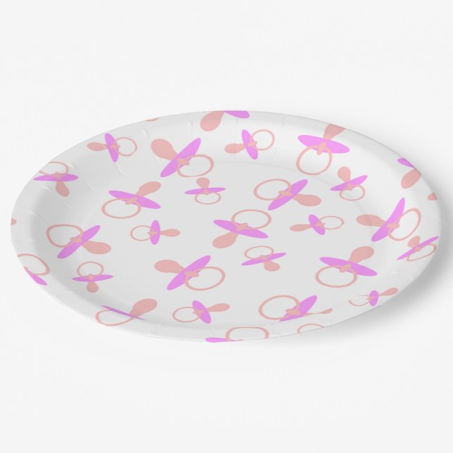 Assiettes En Carton Oh tétines de roses pâles (Angle)