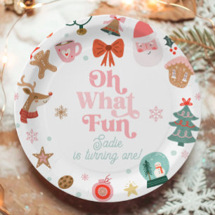 Assiettes En Carton Oh What Fun Christmas Party Fille 1er anniversaire