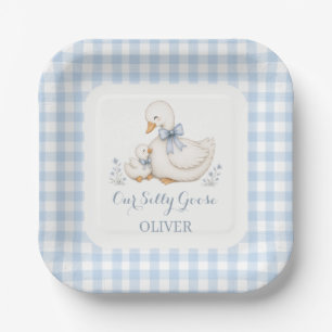 Assiettes En Carton Oie Ridicule Vintage bleu 1er Anniversaire