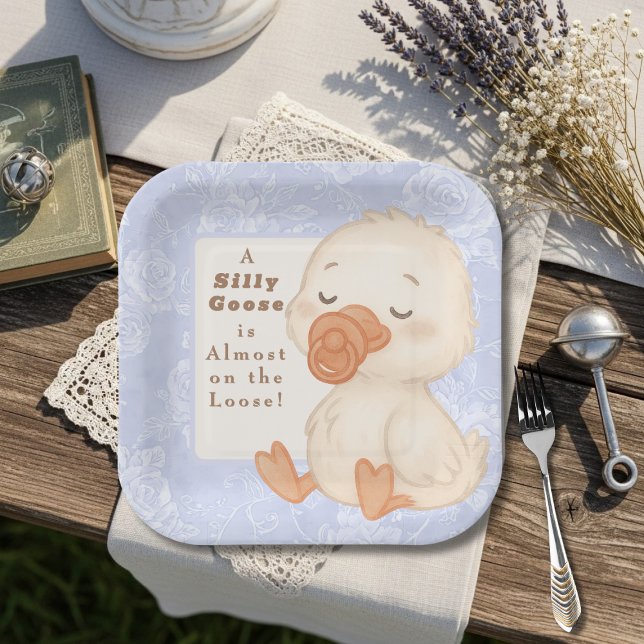 Assiettes En Carton Oie Silly Bleue (Blue Silly Goose Paper Plates)