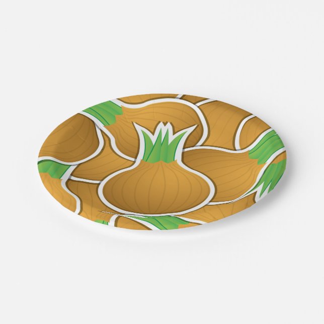 Assiettes En Carton Oignons marron funky (Angle)
