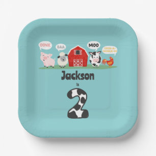Assiettes En Carton Oink Baa Moo 2e anniversaire ferme animaux enfants