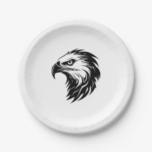 Assiettes En Carton Oiseau à tête d'aigle en silhouette de proie