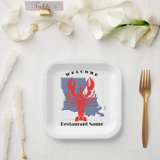 Assiettes En Carton Oiseau de bienvenue moderne Louisiane nom personna (Mariage)