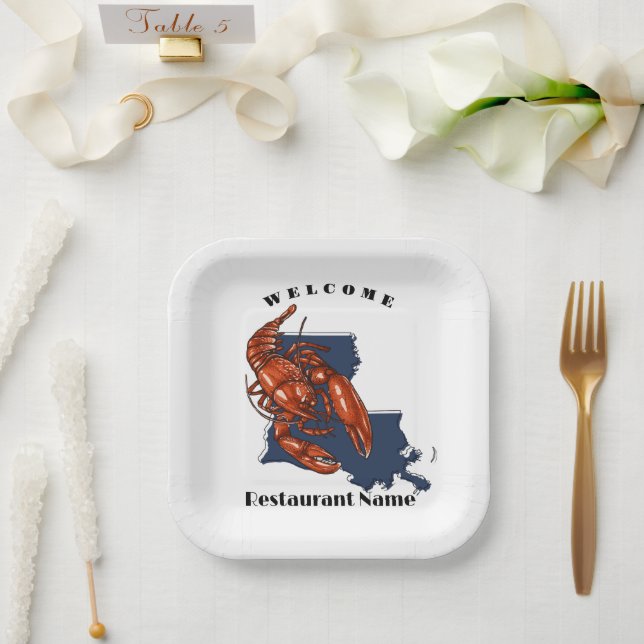 Assiettes En Carton Oiseau de bienvenue moderne Louisiane nom personna (Mariage)