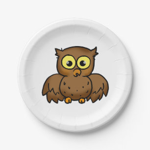 Assiettes En Carton oiseau de hibou de bande dessinée