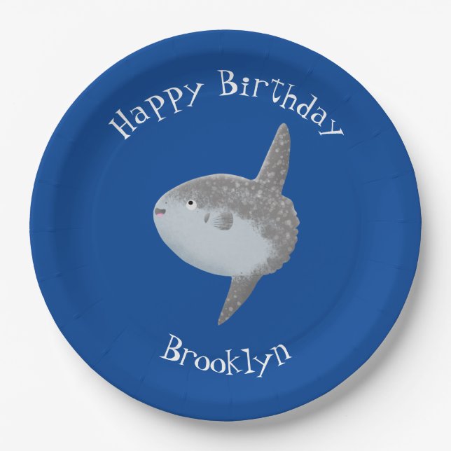 Assiettes En Carton Oiseau de mer mola mola mignonne caricature (Devant)