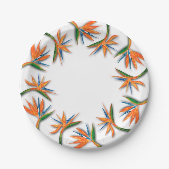 Assiettes En Carton Oiseau tropical du Paradis Botanique Floral (Devant)