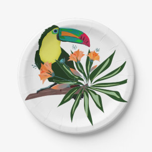 Assiettes En Carton Oiseau tropical exotique coloré d'Hawaï