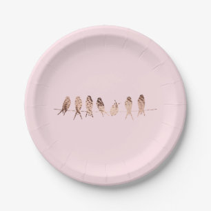 Assiettes En Carton Oiseaux de cuivre modernes des plaques à papier
