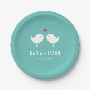 Assiettes En Carton Oiseaux de l'amour ÉDITABLE COULEUR Mariage ou Fia