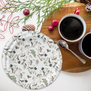 Assiettes En Carton Oiseaux de poulet Baies et Pinecones Aquarelle