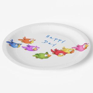 Assiettes En Carton Oiseaux de vol colorés et joyeux - Brutes amusant