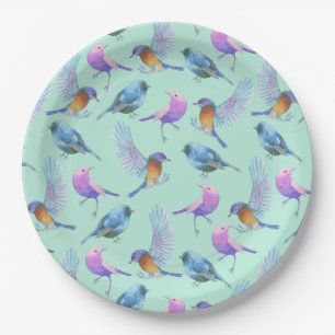 Assiettes En Carton Oiseaux exotiques sauvages Motif d'aquarelle