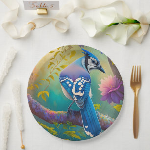 Assiettes En Carton Oiseaux Fantastiques Geai Bleu