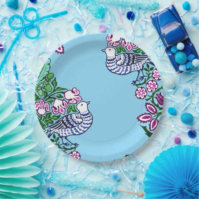Assiettes En Carton Oiseaux folkloriques Fleurs Acorns (Fête)