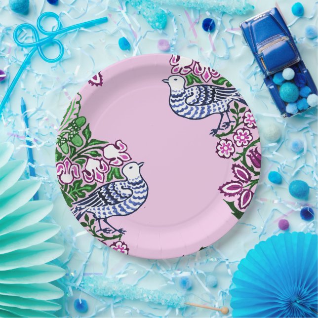 Assiettes En Carton Oiseaux folkloriques Fleurs Acorns (Fête)