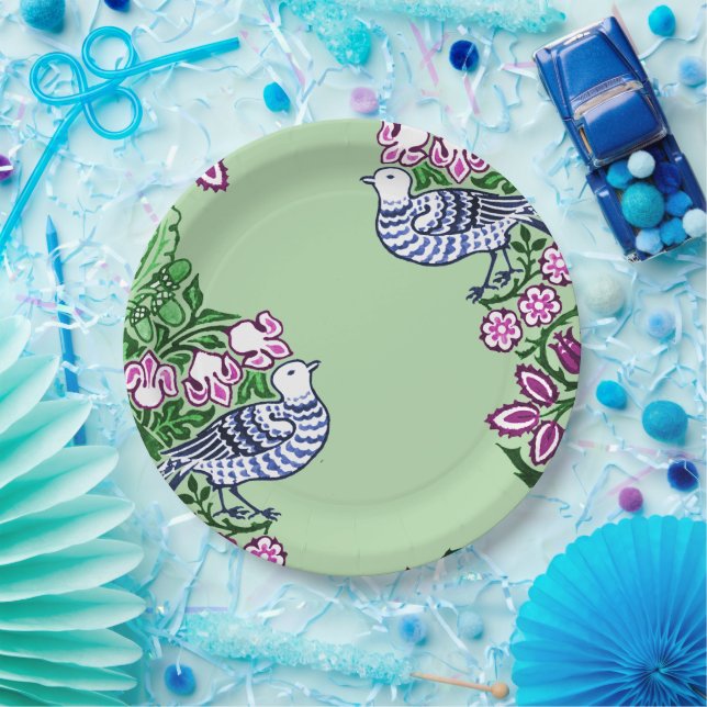 Assiettes En Carton Oiseaux folkloriques Fleurs Acorns (Fête)