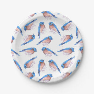 Assiettes En Carton Oiseaux mignons d'aquarelle orientale d'oiseaux