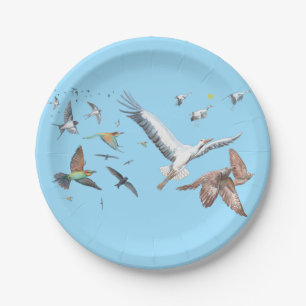 Assiettes En Carton Oiseaux migrateurs traçant leurs vols Illustration