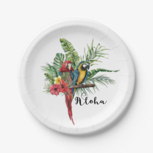 Assiettes En Carton Oiseaux Paradis Insulaire Floral Tropical Botaniqu