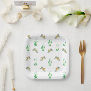 Assiettes En Carton Oiseaux Robin rouges et perce-neige Motif ludique