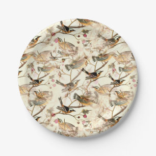 Assiettes En Carton Oiseaux sur une branche