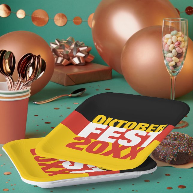 Assiettes En Carton Oktoberfest Octoberfest drapeau allemand (Multi)