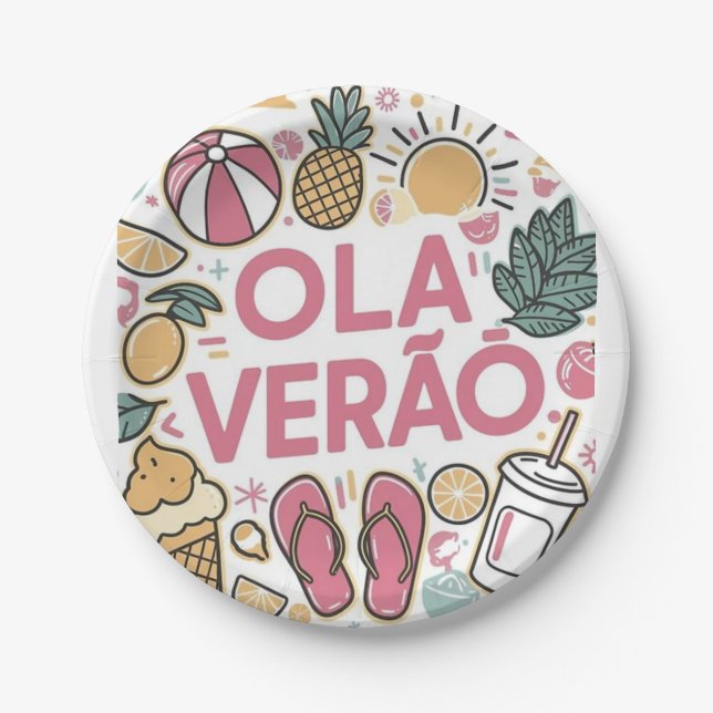 Assiettes En Carton Olá Verão/Hello summer  (Devant)