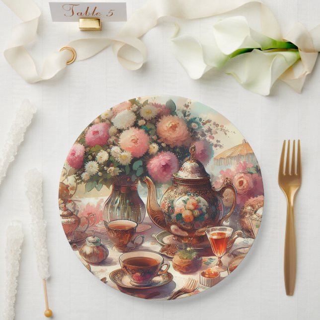 Assiettes En Carton Old Fashion Tea Party  (Mariage)