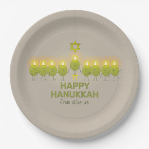 Assiettes En Carton Olive Hanoukka Menorah
