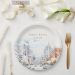 Assiettes En Carton Omaha Nebraska Watercolor Landscape Wedding<br><div class="desc">Omaha Nebraska,  USA Watercolor Landscape Watercolor Landscape Wedding,  If you need any further customization please feel free to email me on yellowfebstudio@gmail.com. or message via Zazzle.</div>