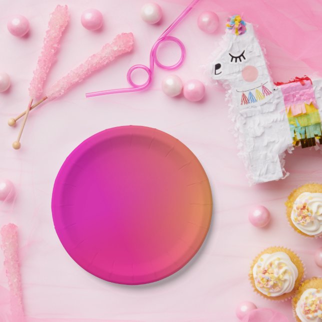 Assiettes En Carton Ombre rose orange jaune (Fête)
