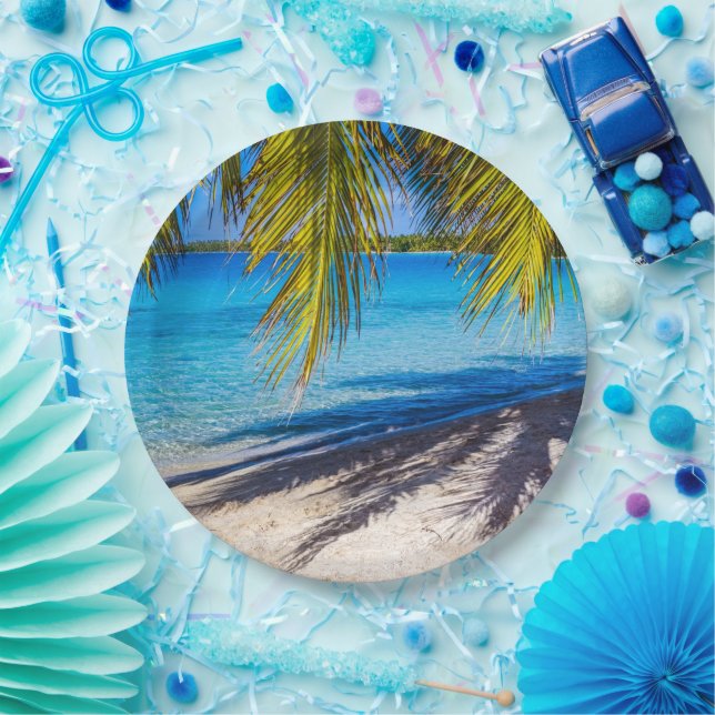 Assiettes En Carton Ombres sur la plage (Fête)