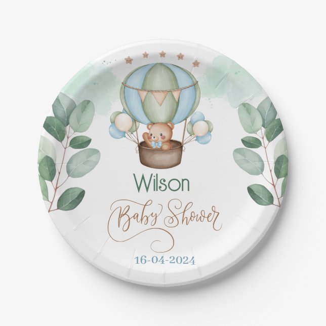 Assiettes En Carton on peut attendre baby shower bear (Devant)