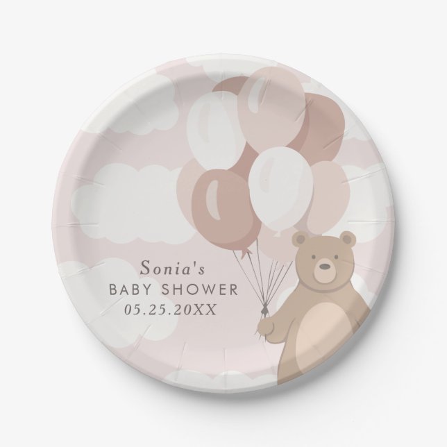 Assiettes En Carton On Peut Attendre | Baby shower Filles Rose clair (Devant)