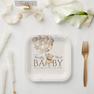 Assiettes En Carton On peut attendre le Baby shower d'ours de ballon