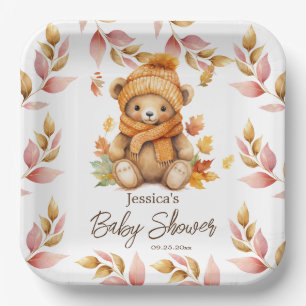 Assiettes En Carton On peut attendre le Baby shower rose