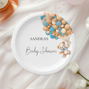 Assiettes En Carton On Peut Attendre Teddy Bear Bleu Balloon