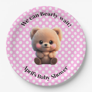 Assiettes En Carton On peut Bearly Wait Baby shower peluche ours polka