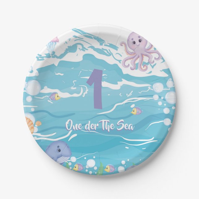 Assiettes En Carton One-der The Sea First Birthday Party  (Devant)