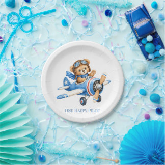 Assiettes En Carton One Happy Pilot 1st. Birthday Party