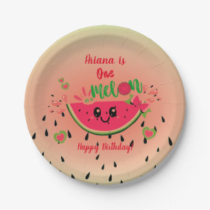 Assiettes En Carton One In a Melon Watermelon Girl's First Birthday