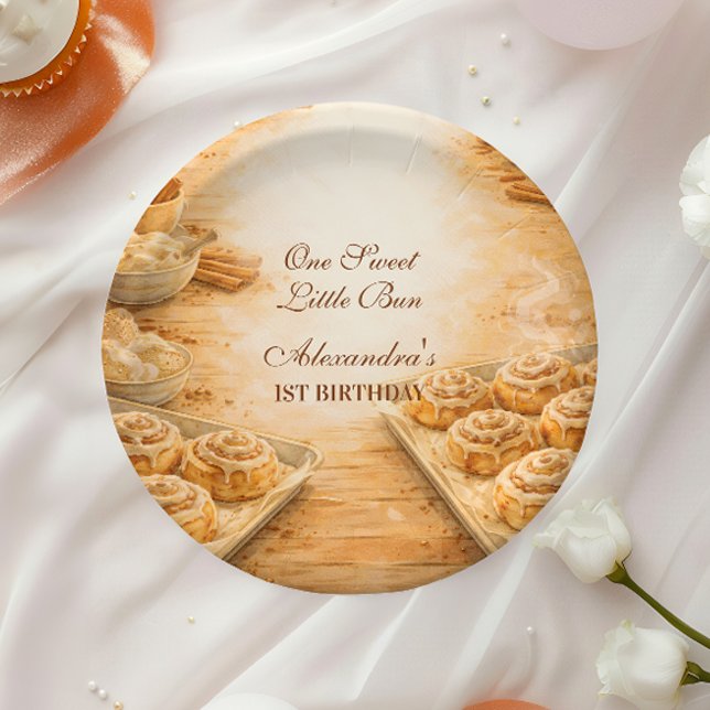 Assiettes En Carton One Sweet Little Bun First Birthday (Créateur téléchargé)