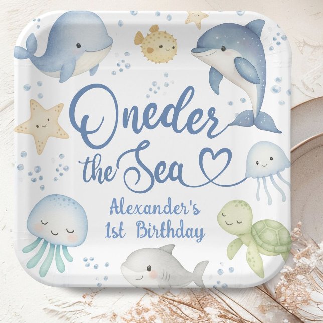 Assiettes En Carton ONEder The Sea Boy 1st Birthday Cute Ocean (Créateur téléchargé)