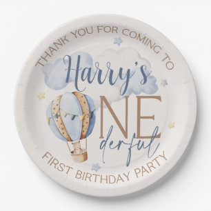 Assiettes En Carton ONEderful 1st Birthday Hot Air Balloon Plaque de p