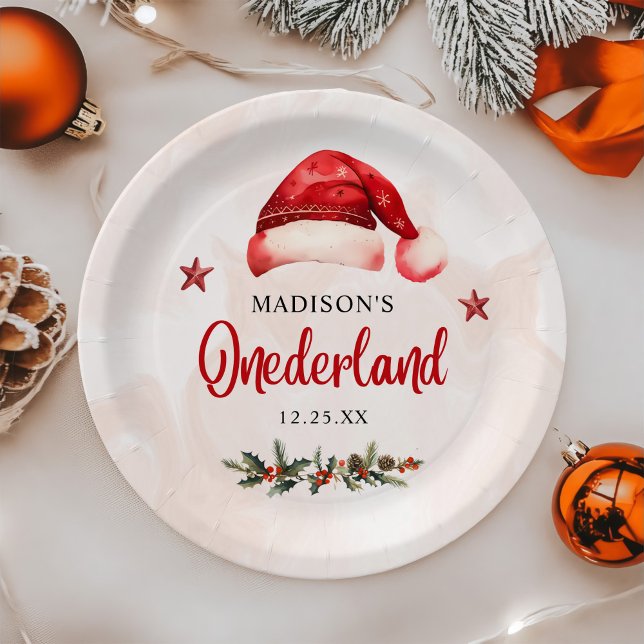 Assiettes En Carton Onederland Santa Hat 1er anniversaire (Créateur téléchargé)