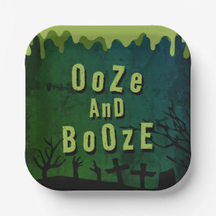 Assiettes En Carton Ooze Et Booze Effrayant Halloween Zombie Crawl